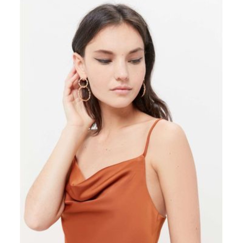 Anthropologie Satin Cowl Neck Tank